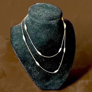 Vintage Delicate Faux Pearl Chain Necklace